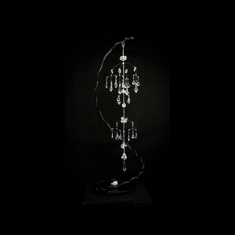 CHANDELIER ELEMENTS IN MOTION KINETIC MOBILE CRYSTAL SCULPTURE